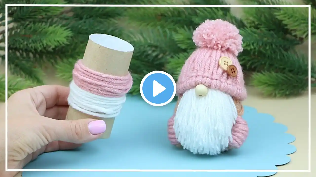 Amazing Gnome made of Yarn and Cardboard Sleeve 🎄 Christmas decorations 🎅 DIY NataliDoma