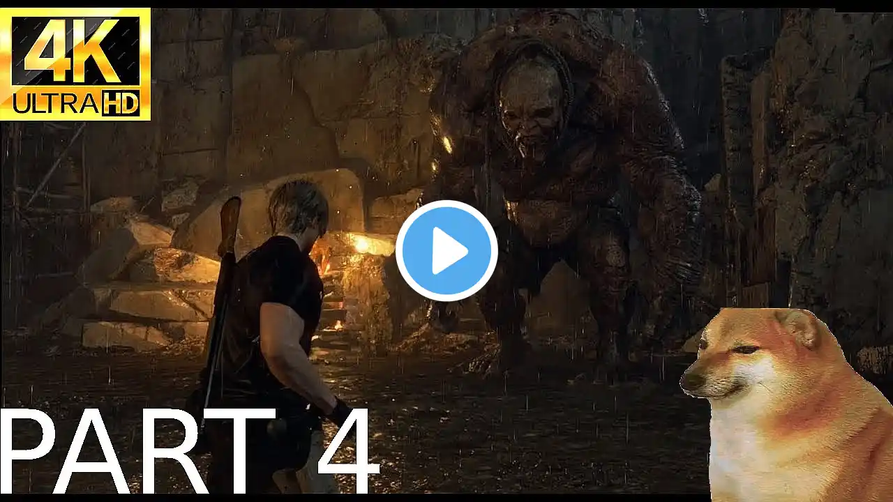 RESIDENT EVIL 4 REMAKE Walkthrough Gameplay Part 4- (FULL GAME)-GIANT MONSTER