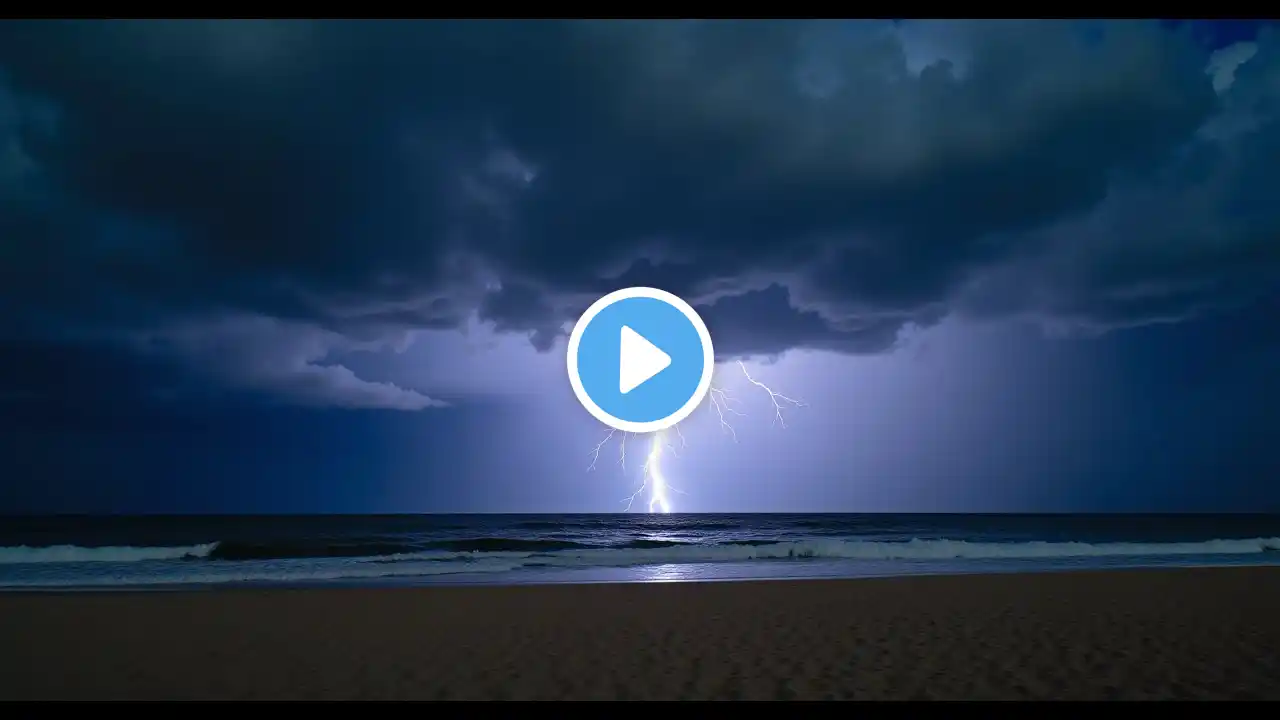 Deep Thunderstorm and Heavy Rain Over the Ocean for Sleep and Relaxation 🌊⚡️