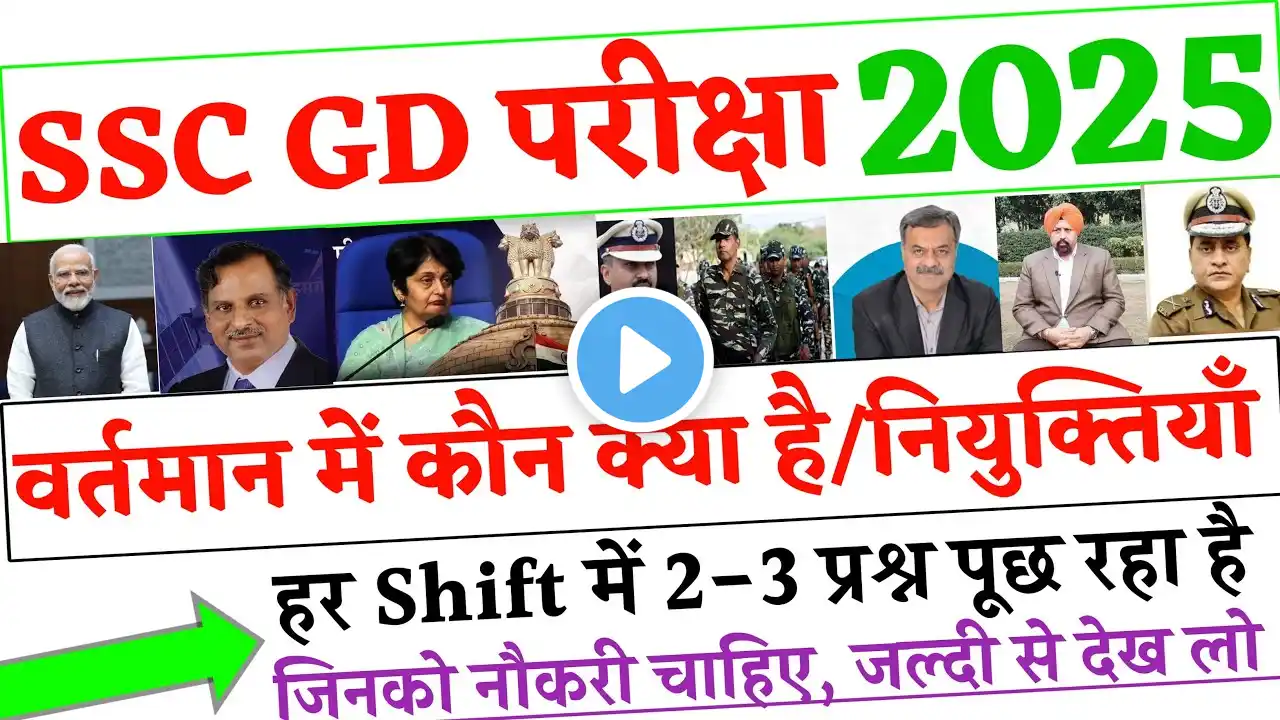 SSC GD EXAM 2025 Who is who in the present 2025, SSC GD Current Affairs 2025 | Current Affairs SS...