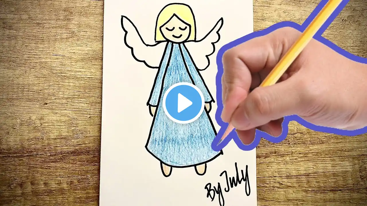 DRAWING AND COLORING A CHRISTMAS ANGEL😇|HAPPY NEW YEAR AND MERRY CHRISTMAS 2023