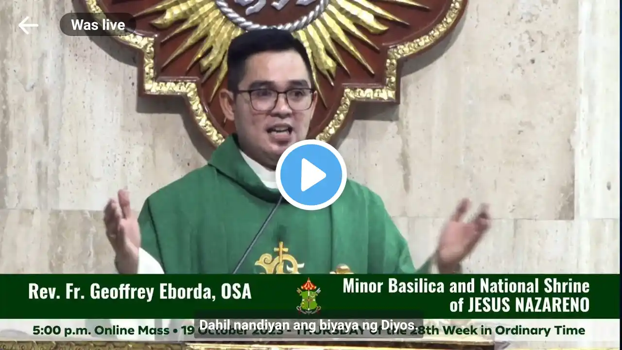 QUIAPO CHURCH LIVE TV MASS TODAY 5:00 PM OCTOBER 19, 2023 THURSDAY #OnlineMass