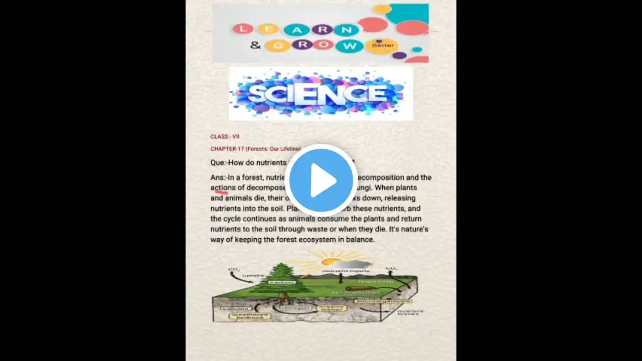 Understanding Nutrient Recycling in Forests(CLASS-7) Chapter-17 forest our lifeline