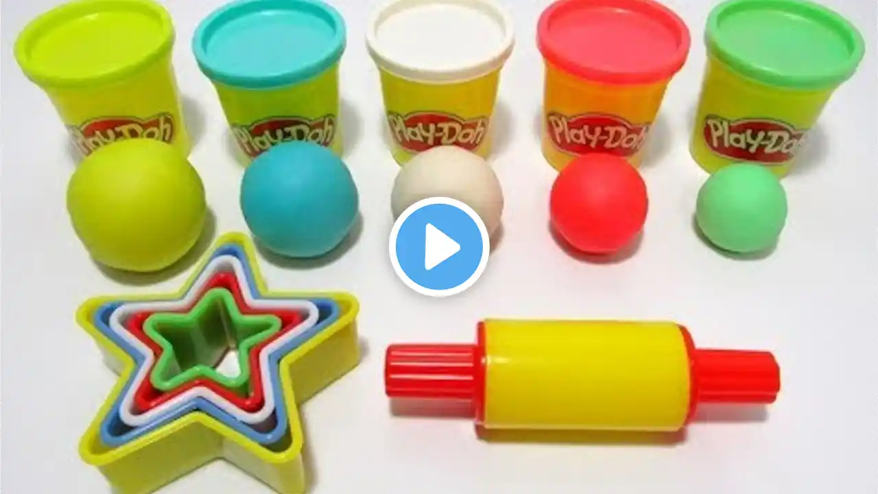 Learn colors and sizes in English with Play Doh and star molds