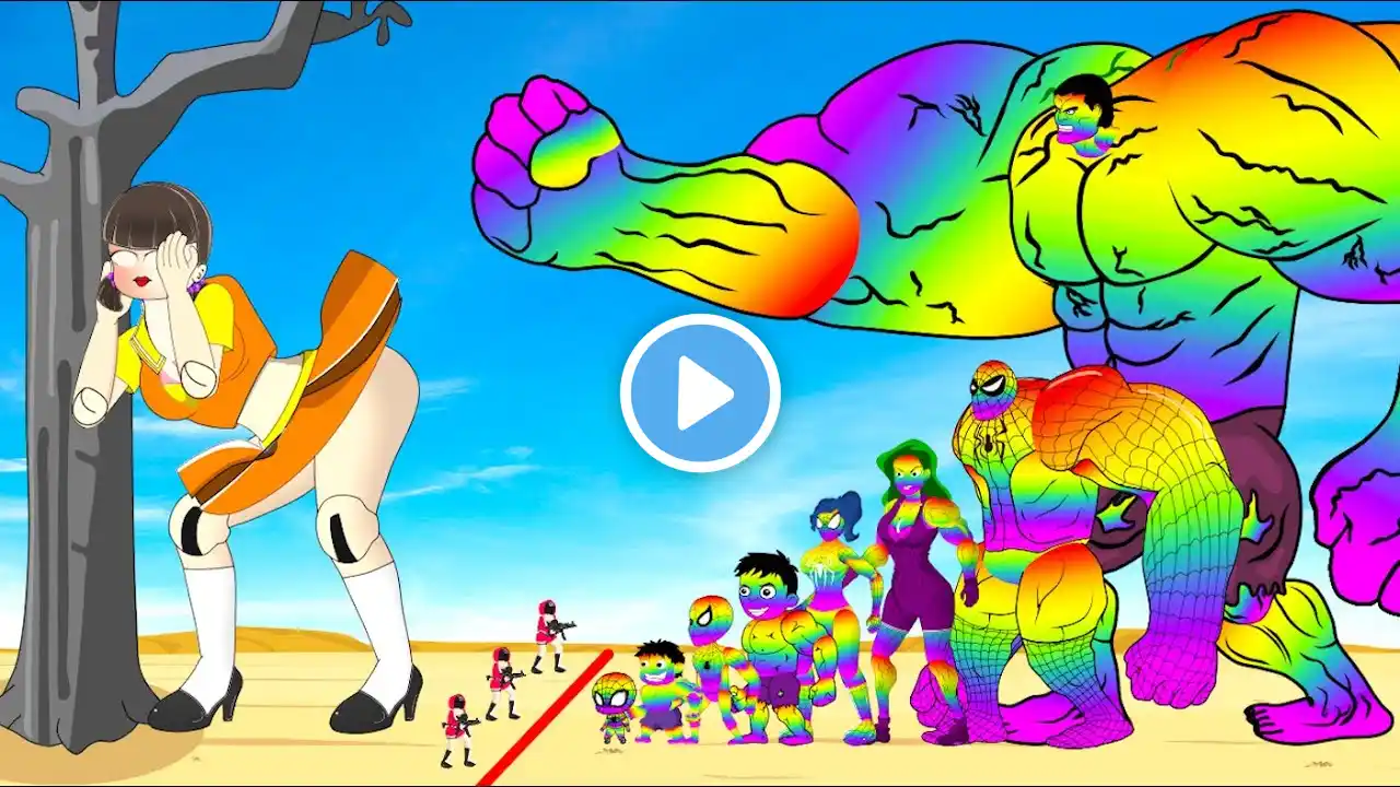 Evolution Of RAINBOW HULK Family & RAINBOW SPIDERMAN Playing Squid Game 2 Animation | 어몽어스 오징어 게임 2