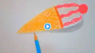 HOW TO DRAW A CUTE ICE CREAM AND COLORING, DRAW CUTE THINGS How to draw a 3D ice cream cone