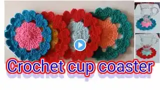 How to crochet cup coaster/Crochet heart shape coaster