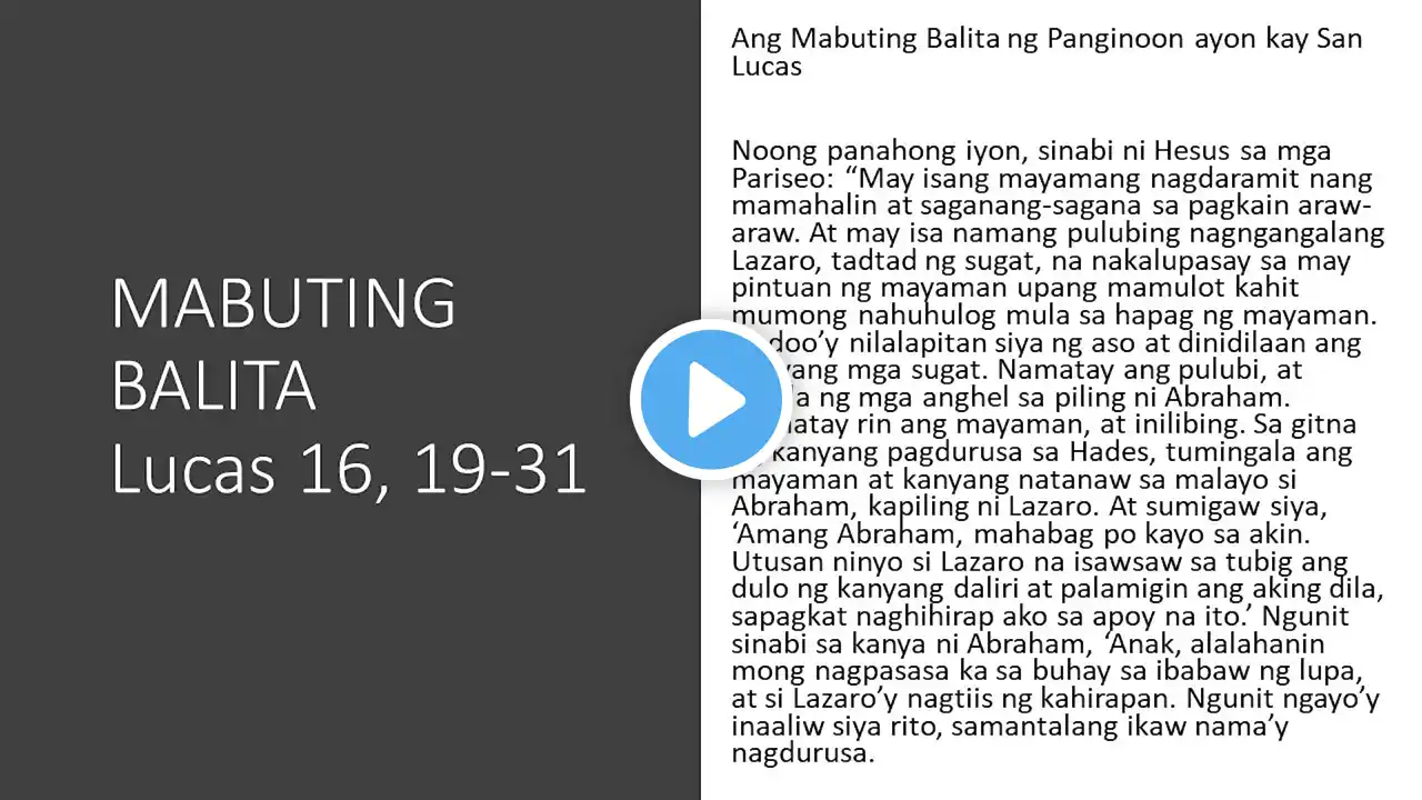 Mga Pagbasa para sa Setyembre 25, 2022 Tagalog Bible Reading