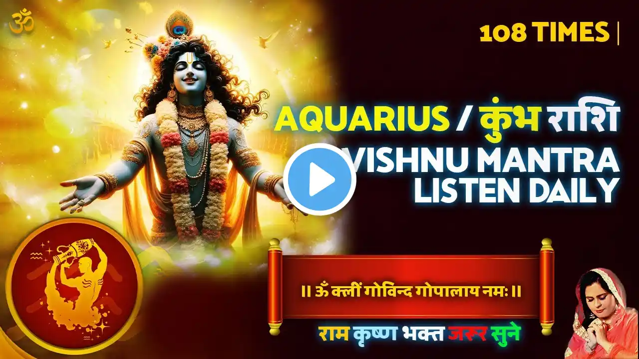 Aquarius/कुंभ राशि विष्णु मंत्र - 108 Times | ॐ क्लीं गोविन्द गोपालाय नमः | Dipi Hardeep
