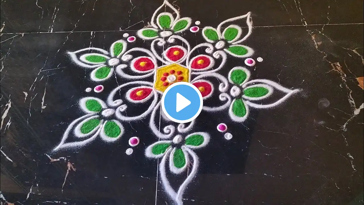 3*2 dots daily simple rangoli designs, daily muggulu,simple kolam designs with dots,colour rangoli#