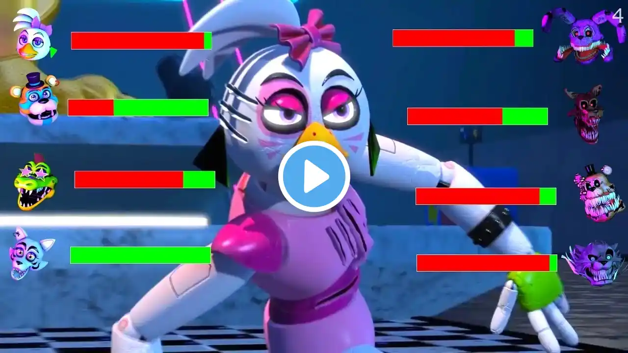 Top 5 SECURITY BREACH vs FNaF Fight Animations WITH Healthbars