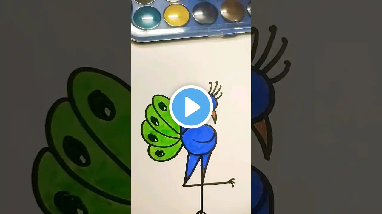 How to draw a Peacock drawing for kids | Peacock from number 64 #shortsfeed #drawings