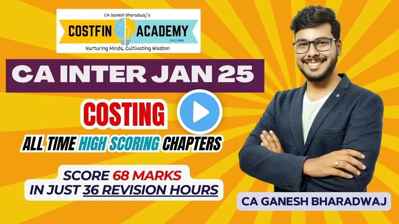 CA INTER COSTING | TOP SCORING CHAPTERS | DEEP REVISION STRATEGY | JAN 2025 EXAMS