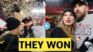 Taylor Swift and Travis Kelce Celebrate on Field After Chiefs Advance to Super Bowl