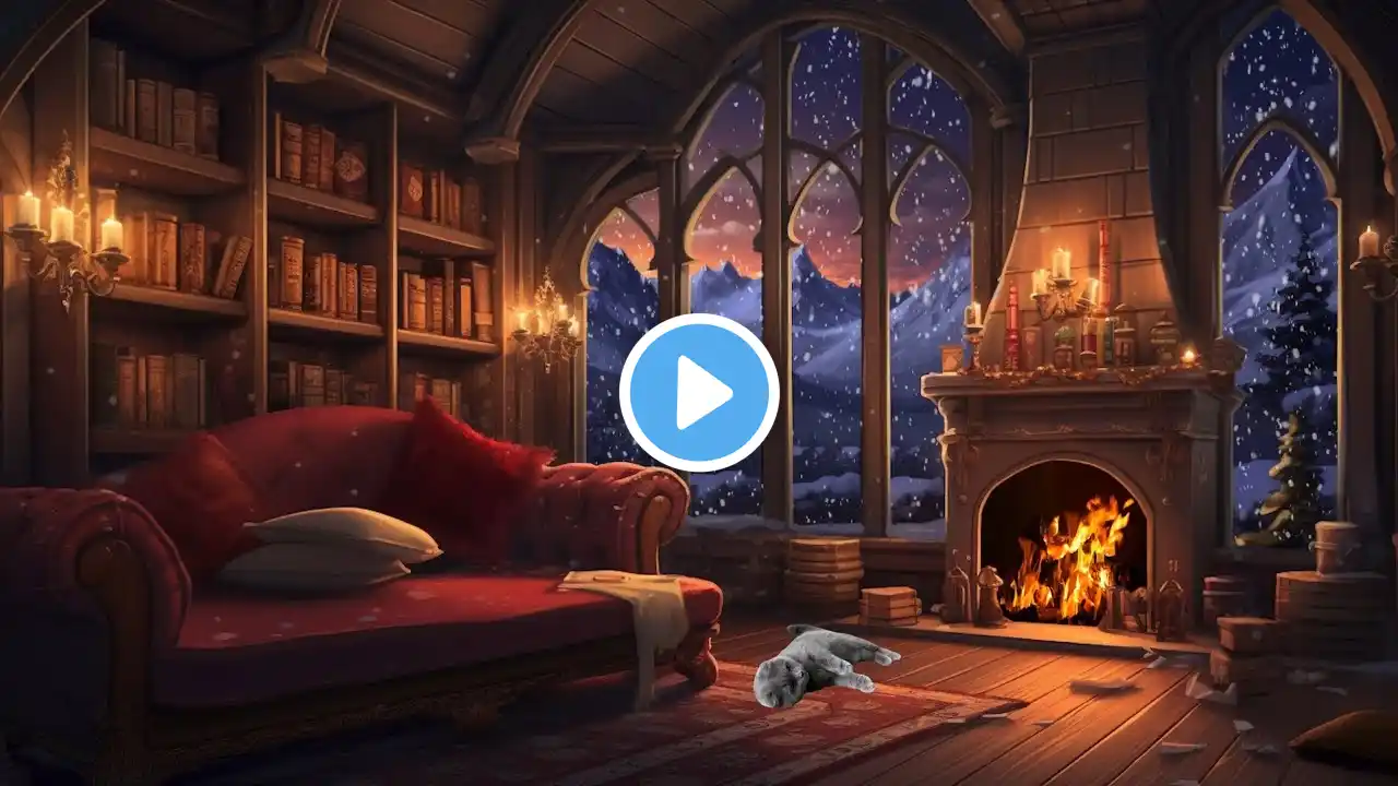 Cozy Winter Ambience with Relaxing Jazz Music & Crackling Fireplace for Study, Work, and Relaxation