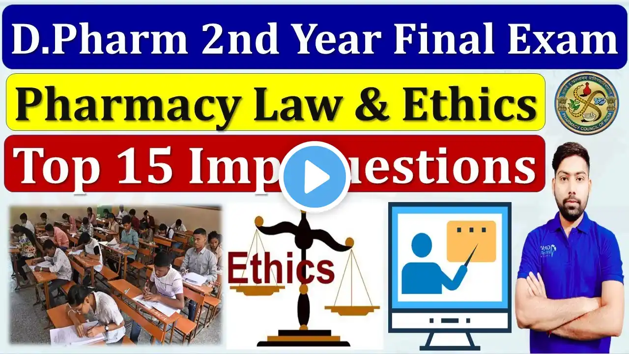 Pharmacy Law & Ethics Model Paper | D.Pharm 2nd Year Exam 2023 | Top 15 Imp.Questions 🔥#dpharmexam✍✍