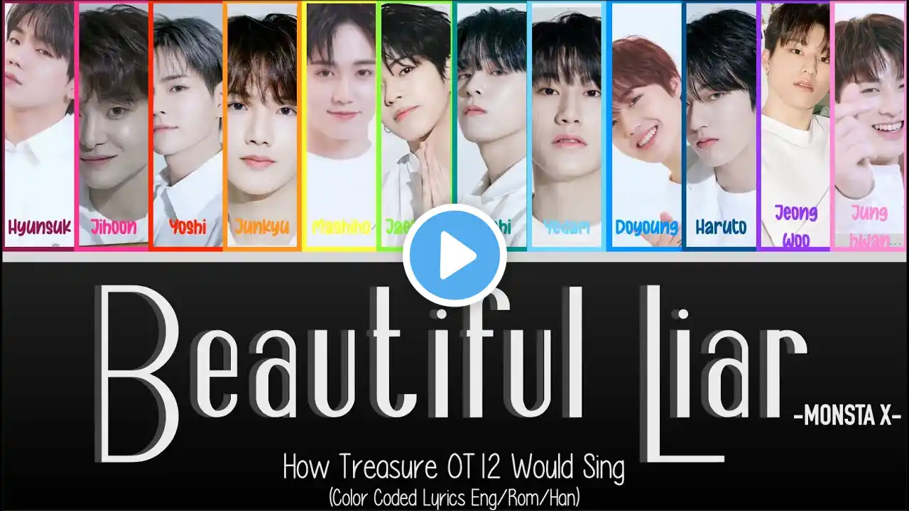 How Treasure (OT12) Would Sing; Beautiful Liar (Monsta X) Color Coded Lyrics (Eng/Rom/Han)