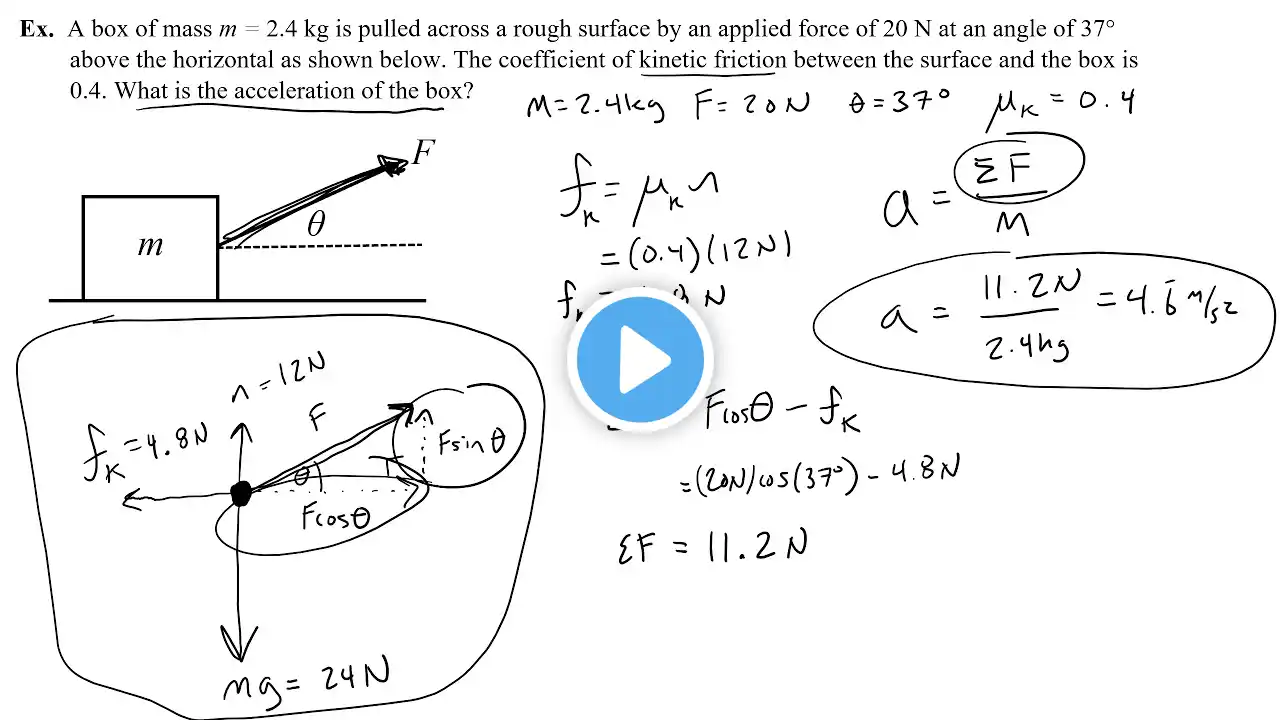 How to find force at an angle with friction