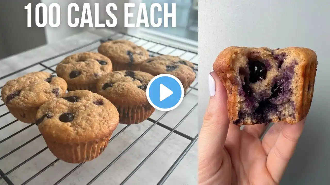 High Protein, Low Calorie Blueberry Muffin Recipe | 100 Calories Each!