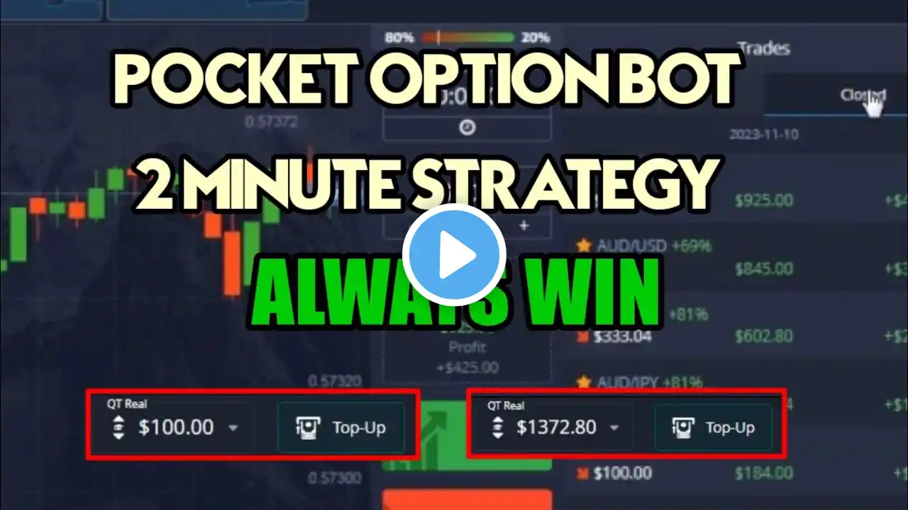 Pocket Option Bot 2 Minute Strategy - $100 to $1372.80 - Best Bot Trading 2023