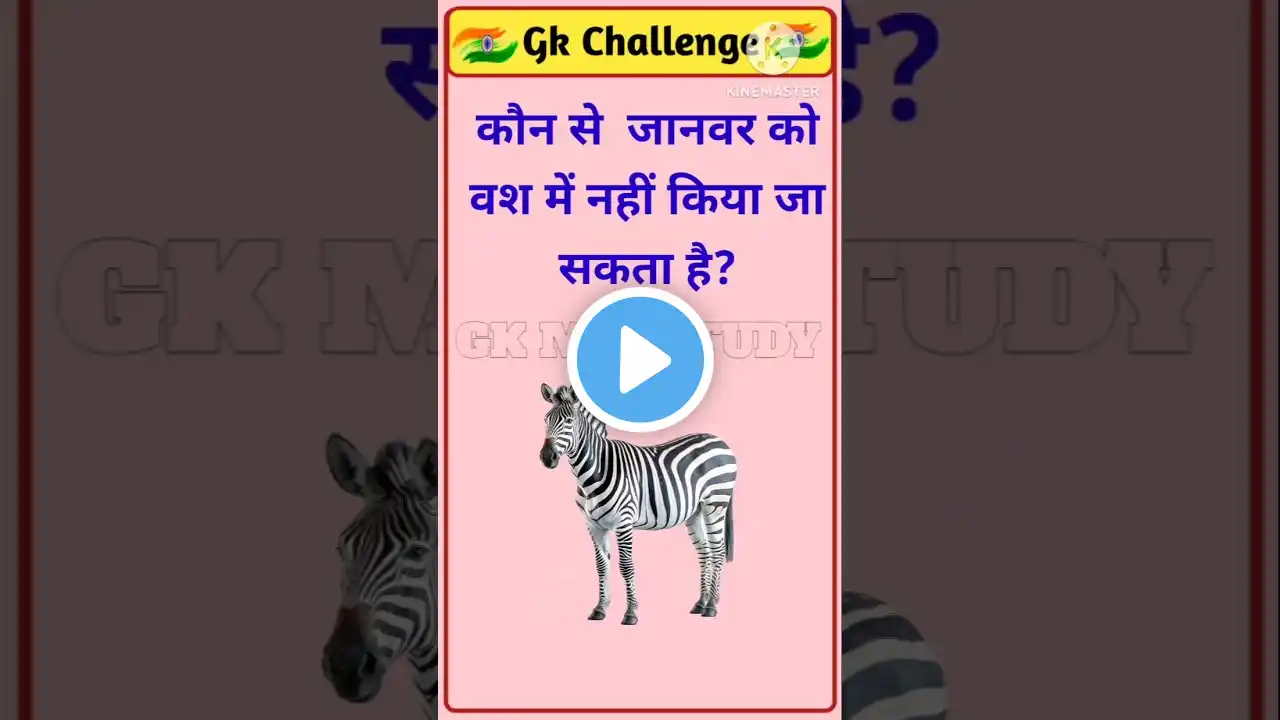 कौन से जानवर को वश में नहीं किया जा सकता है? gk l gk quiz l gk quiz in Hindi l gk questions in Hindi