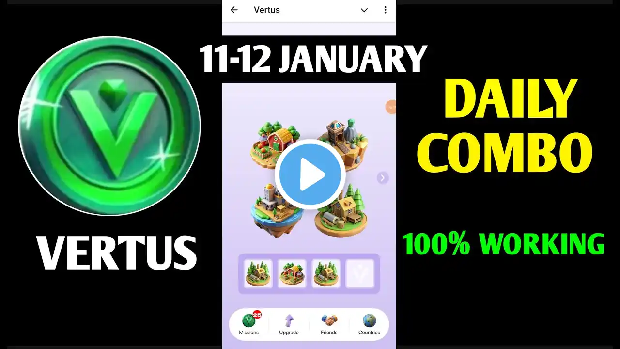 100% ✅ Vertus Combo Cards Today 12 January | Vertus Daily Combo | Vertus Combo Cards | Vertus Combo