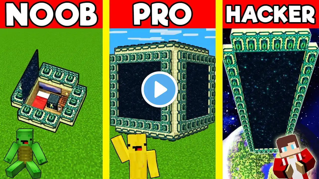 END PORTAL HOUSE Build Battle In Minecraft - NOOB VS PRO CHALLENGE - Maizen Mizen Mazien Parody