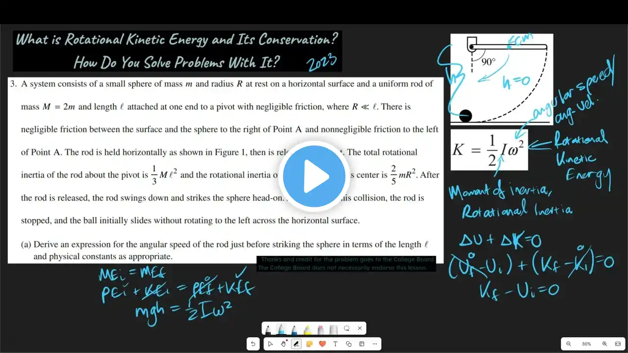 AP Physics C Mechanics (+AP Phys 1) How to Solve Conservation of Rotational Kinetic Energy Problems