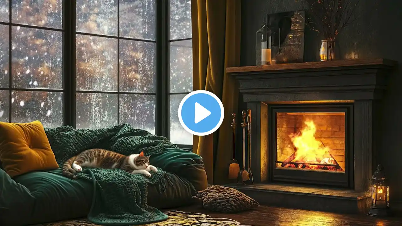 Magical Winter Retreat || 3 Hours of Fireplace & Snowfall for Restful Sleep & Productivity