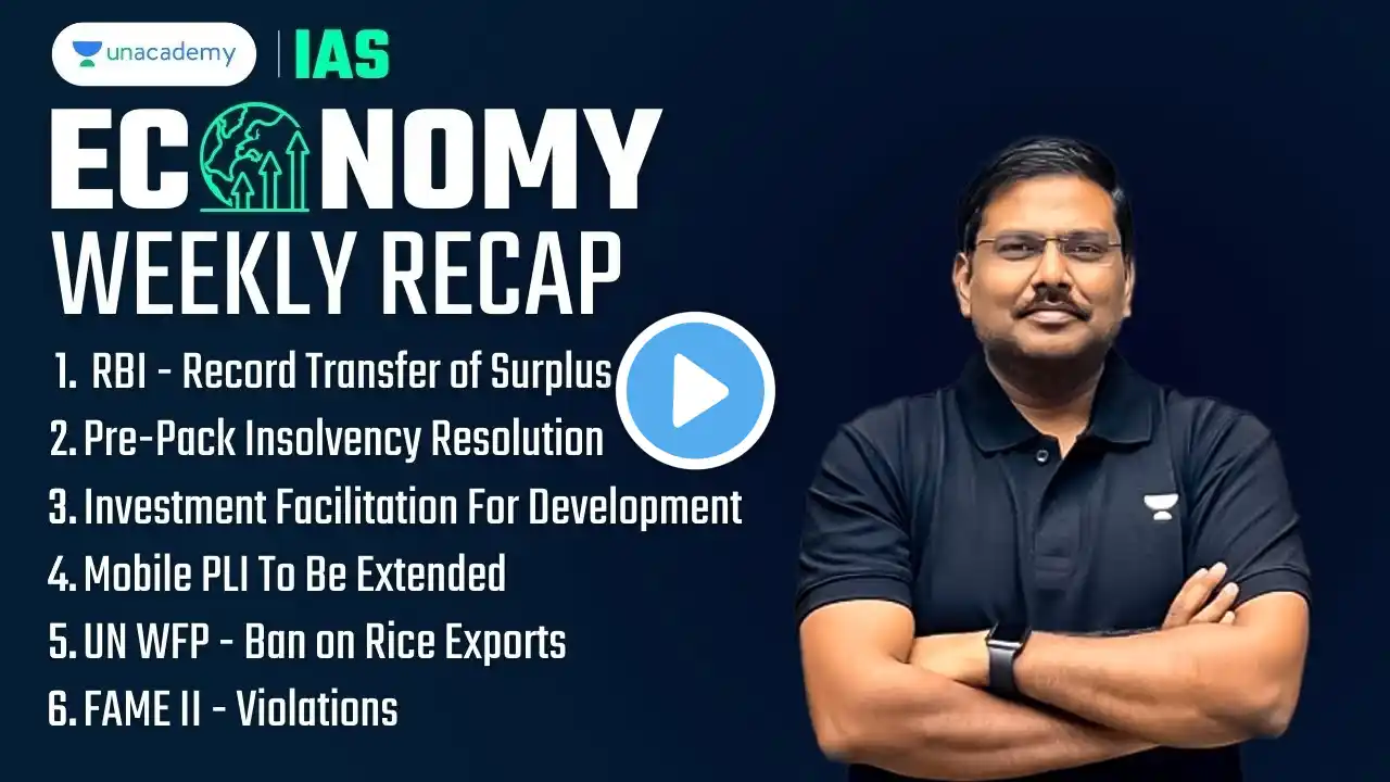 Economy: Weekly Recap (26 May to 1 June) | Current Affairs Revision for UPSC 2024/25 | Shyam Kaggod