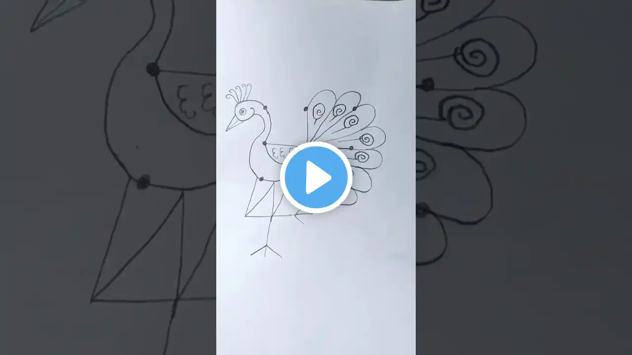 How to draw a easy way to peacock #viralvideo #drawing #art #reels #painting #shorts #short #artist