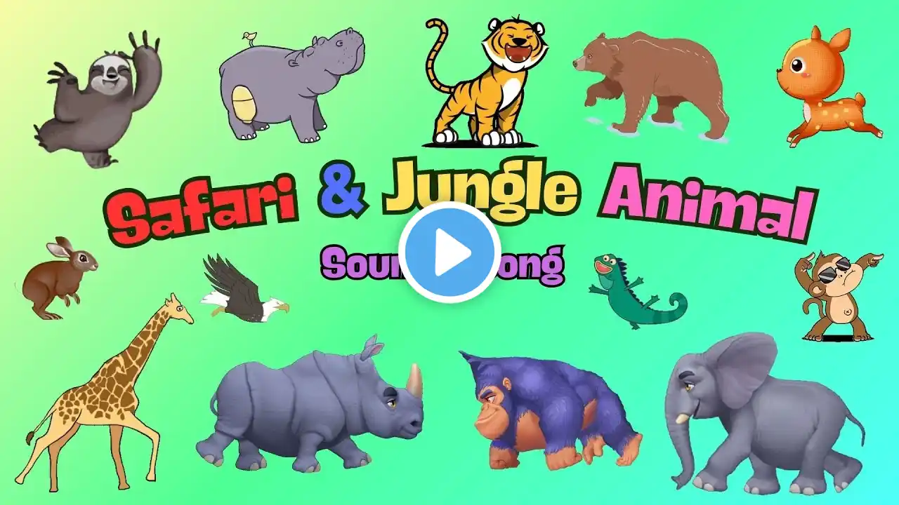 Safari & Jungle Animal Sounds Song | Animal Names & Sounds For Toddlers | Little Puppy Learn