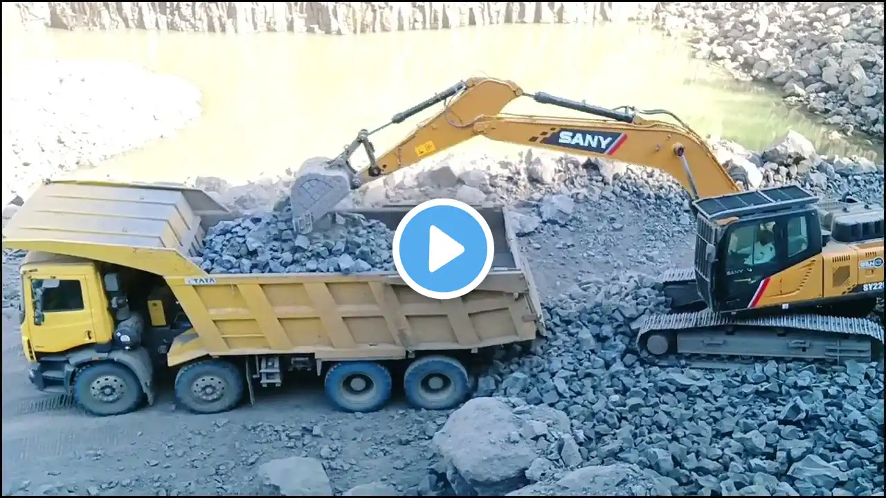 SANY Excavator and working tata prima Loading track/#jcb /#shorts/#viral