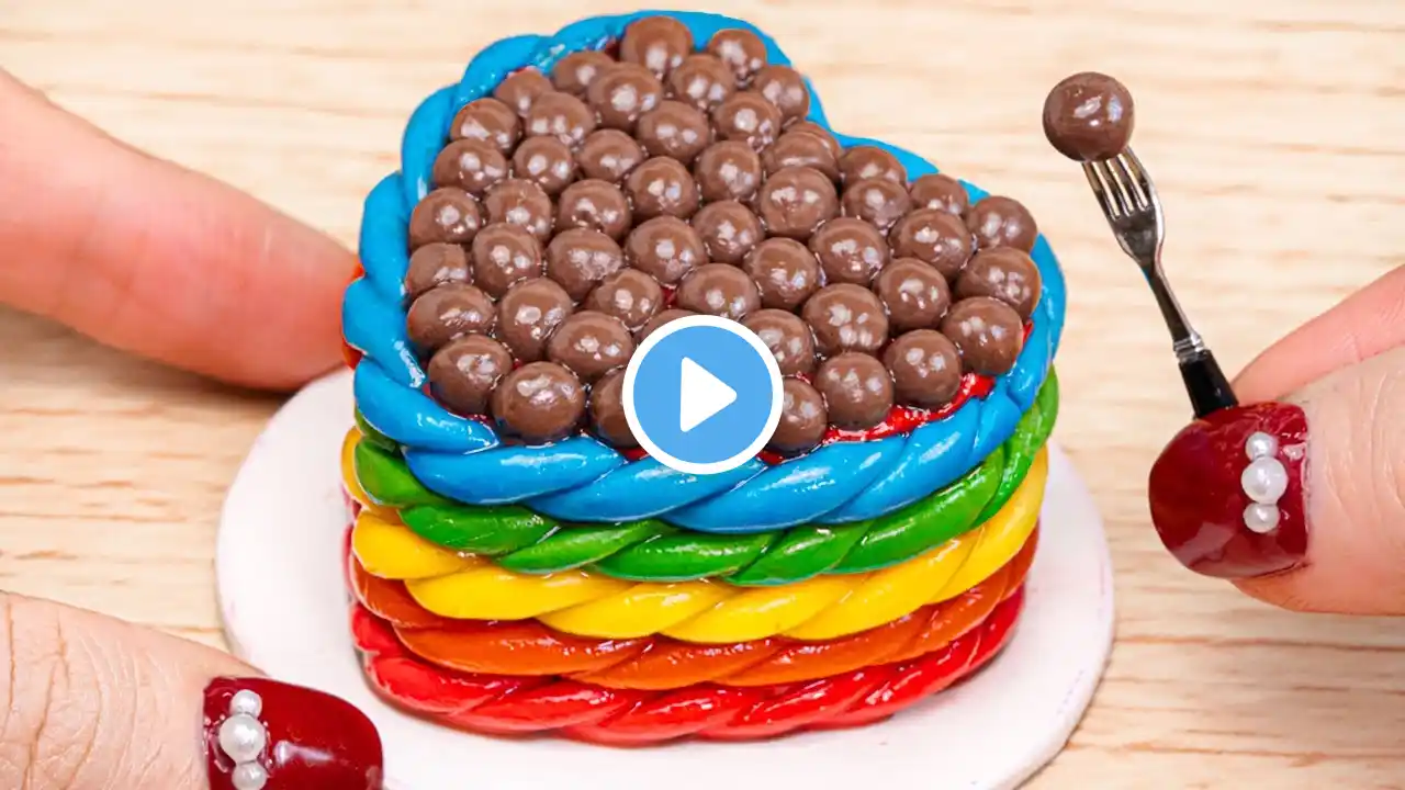 Twisted Rainbow Chocolate Cake 🌈 Tasty Miniature Rainbow Chocolate Cake Decorating | Cakes Bakery