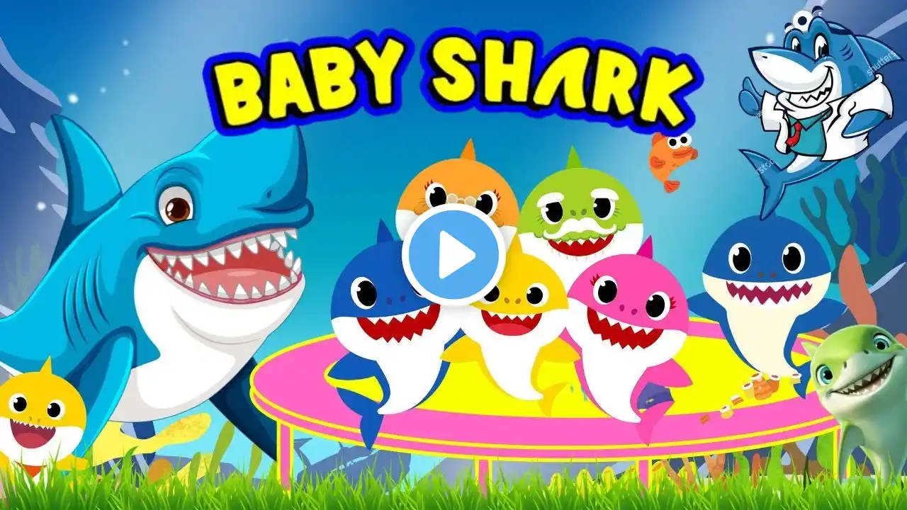 Five Little Baby Sharks Jumping on the Bed | Toddlerβs Favorite π΅ Baby Shark Dance & Learning Songs