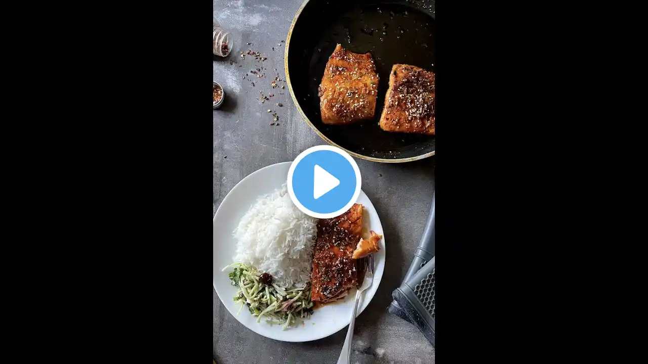 One Pan Glazed Salmon | Pan Seared Honey Spicy Salmon Steak