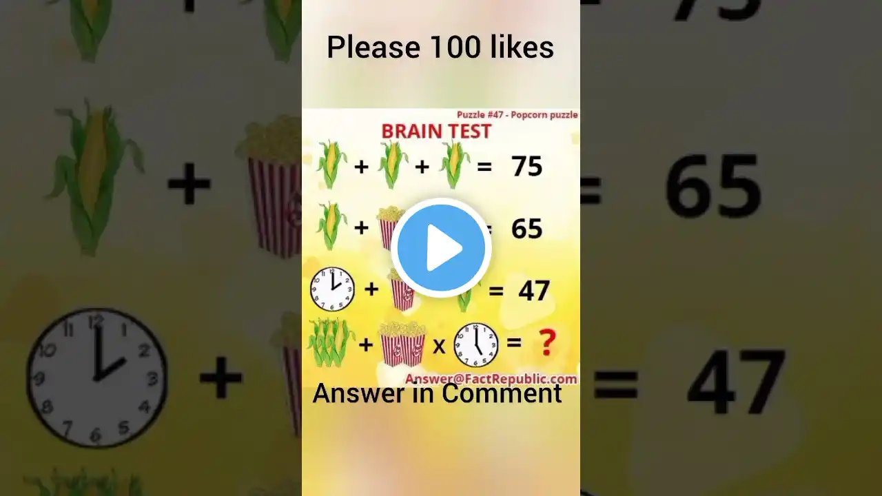 🤯😱 Only genius solve it 🧠 Mind-Blowing#cornpuzzle#mathspuzzels#mathsgames#logicpuzzle#ytshorts#short