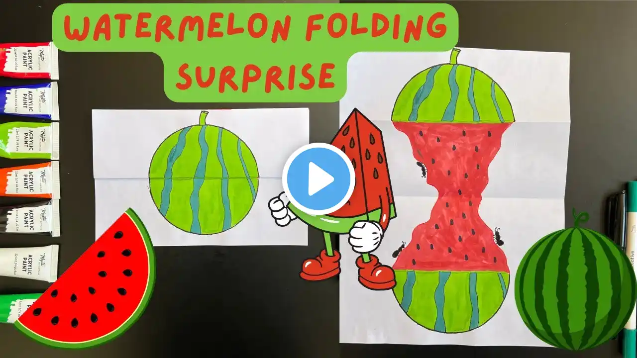 How to Draw a Watermelon Folding Surprise for Kids | Fun and Easy Tutorial