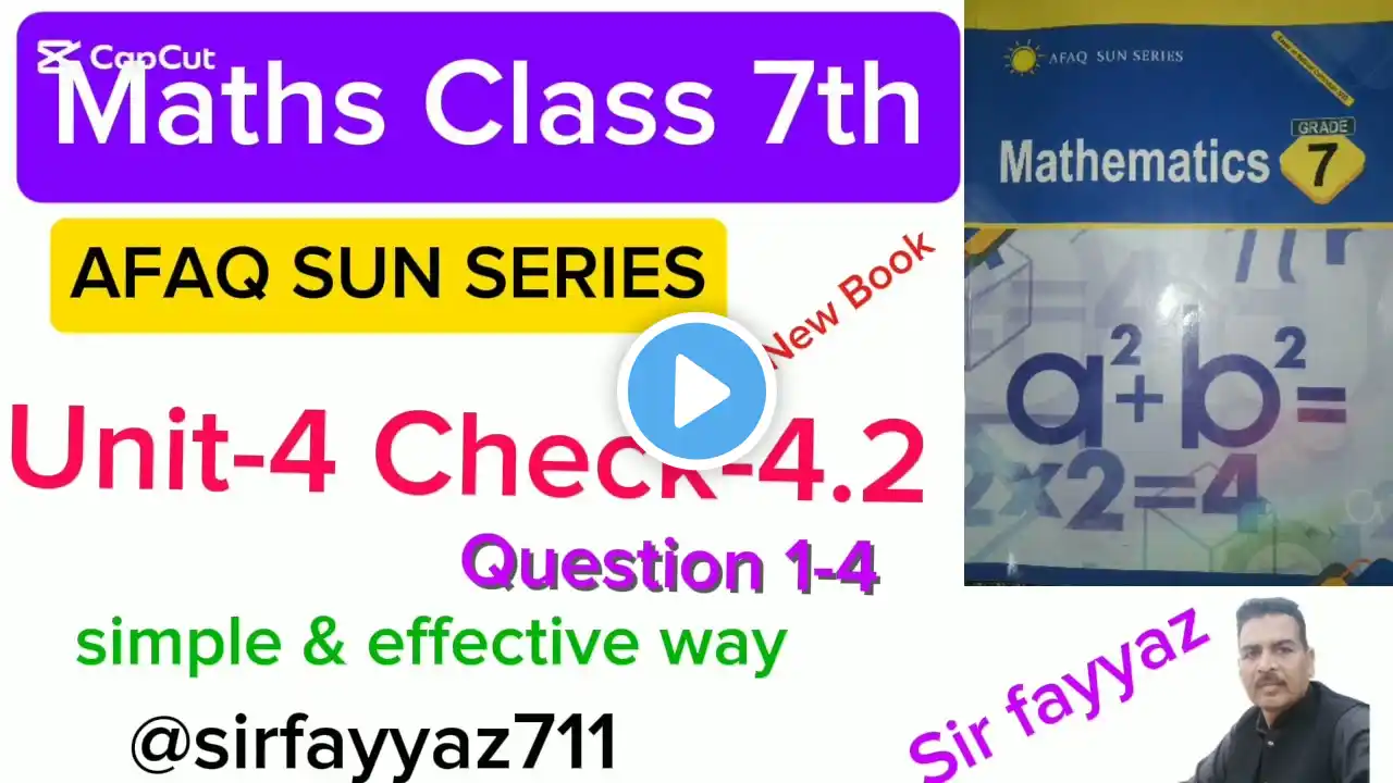 Maths class 7th | Check 4.2 | Unit 4 | exercise 4.2 | afaq sun series | Q-1-4 | ex-4.2 | grade7