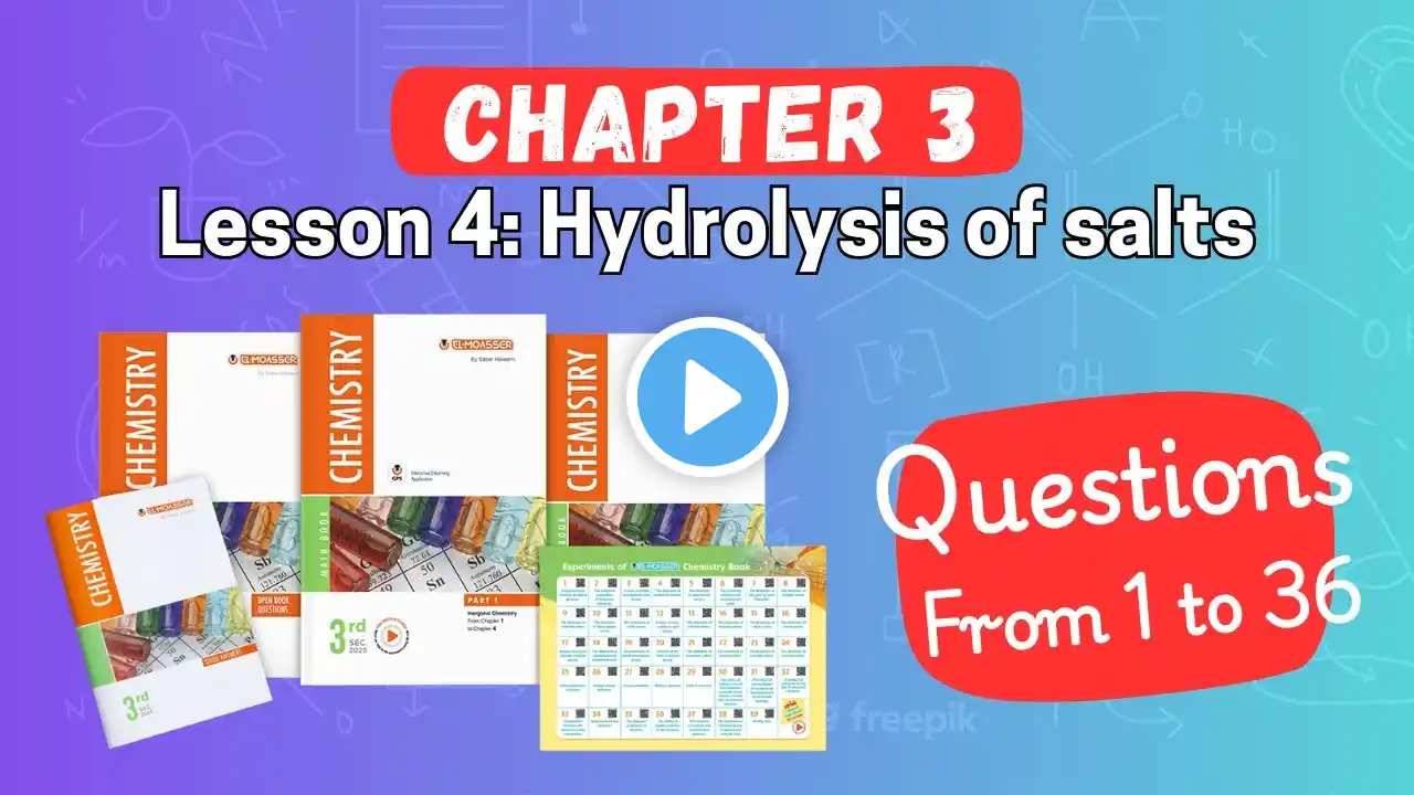 Chem sec 3 | EL-MOASSER | chapter 3 l Lesson 4: Hydrolysis of salts and solubility product