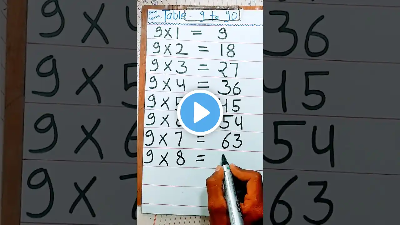 9 MULTIPLICATION TABLE | LEARN TO WRITE TABLE OF 9 | TABLE OF 9 co-oplearners #shorts