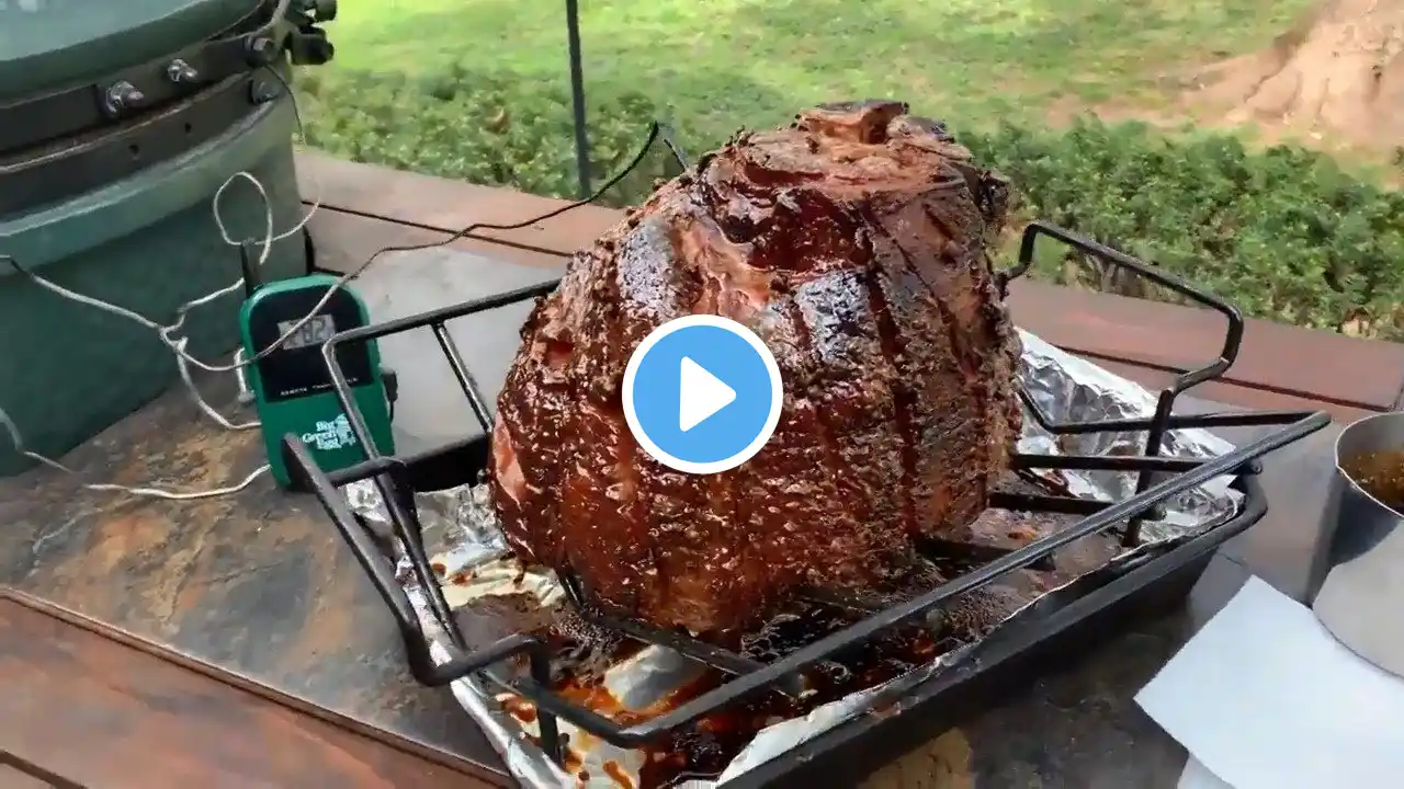 Glazed Smoked Easter Ham on the Big Green Egg