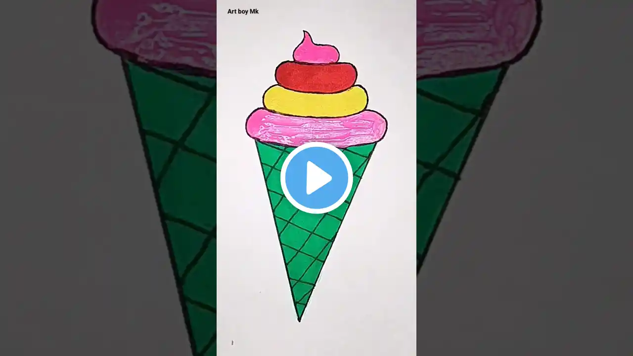 cute ice cream Drawing || 🍦+🌈 satisfying Art #art #viral #trending #shorts #icecream