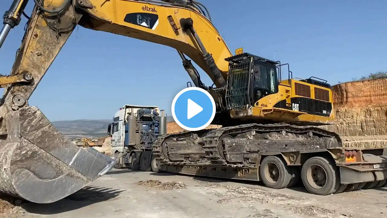 Transporting The Caterpillar 385C Excavator By Side - Fasoulas Heavy Transports