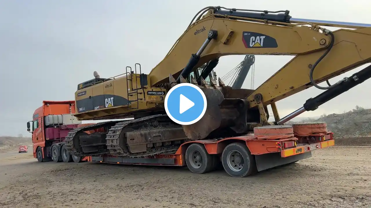 Transporting The Caterpillar 385C Excavator On Site - Sotiriadis/Labrianidis Mining Works - 4k