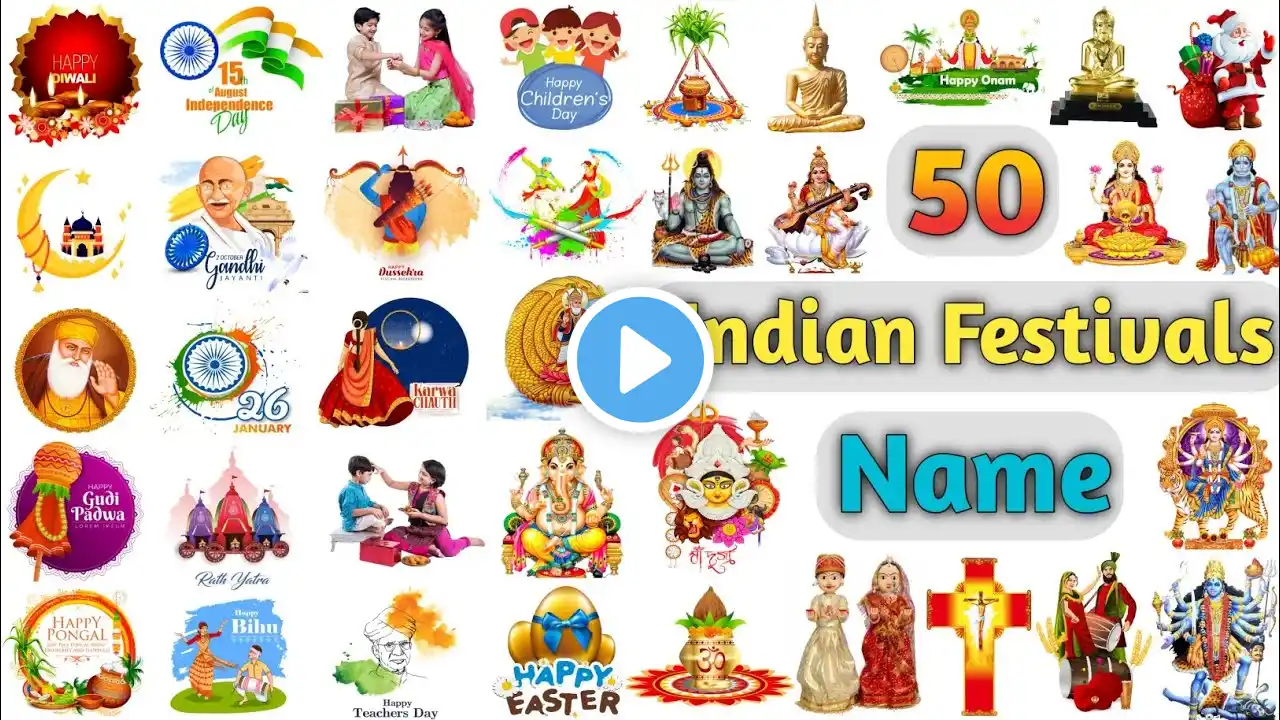 Festivals of India ll 50 Indian Festivals Name In English With Pictures ll Indian Festivals Vocab