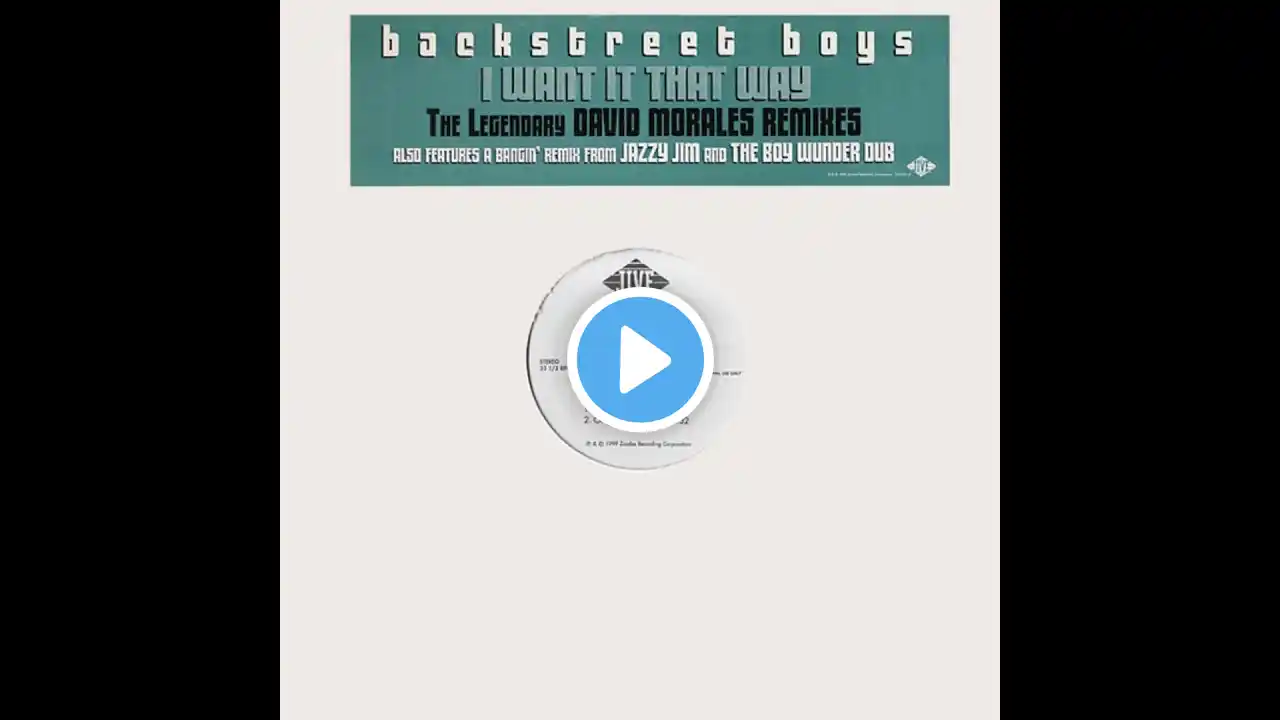 Backstreet Boys - I Want It That Way (After Hours Mix) [David Morales] [DUTCH-12 - 12"] [1999]