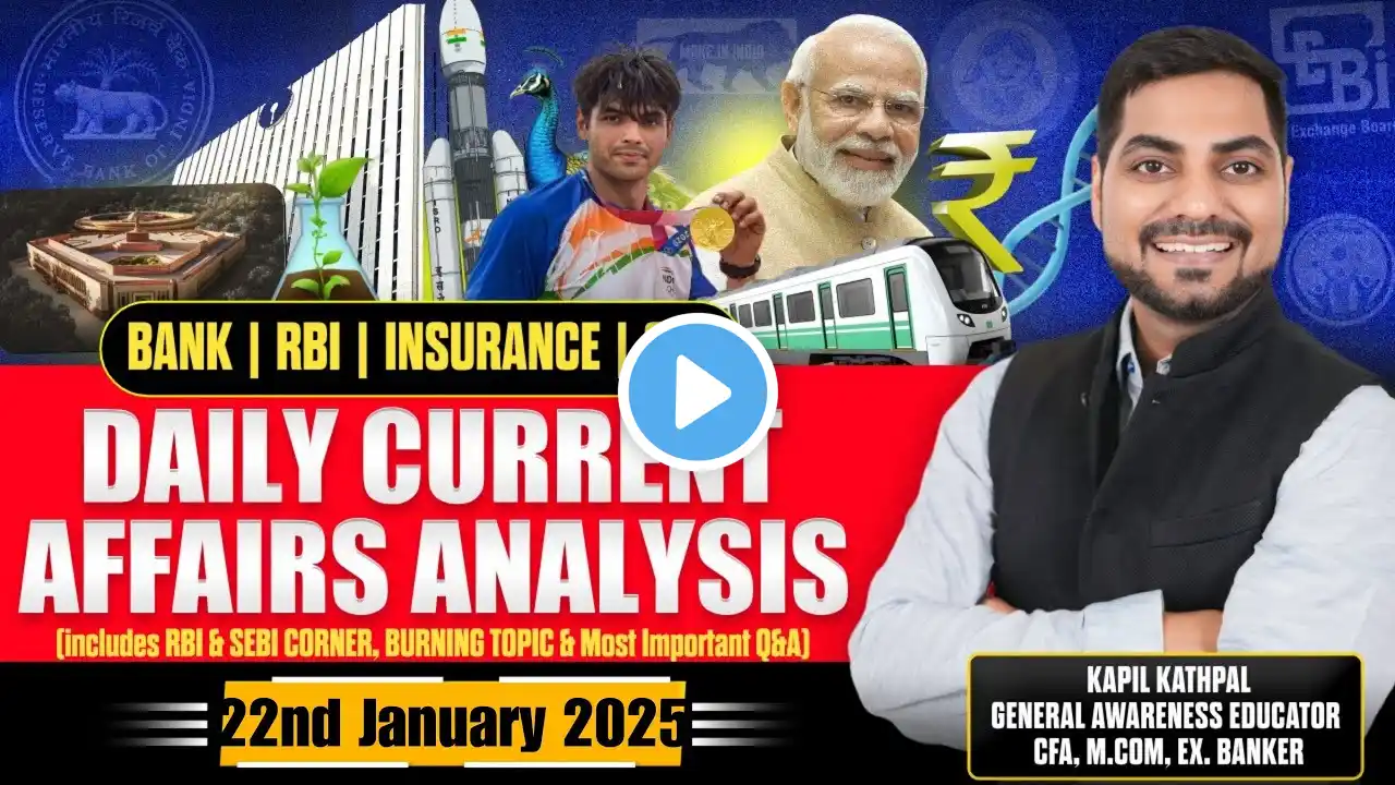 22nd January 2025 Daily Current Affairs | RBI Corner | Trending Geo-Political Issues | Kapil Kathpal