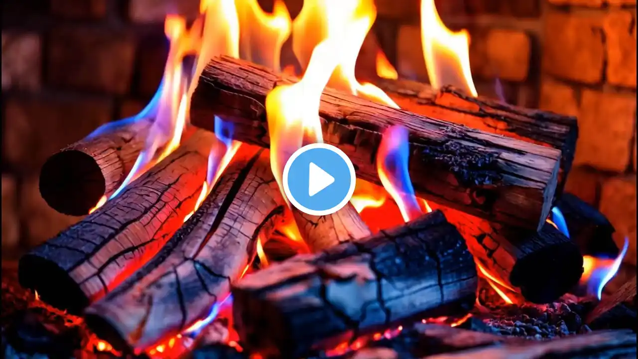 Color-changing Flames In 4k Fireplace: Detailed Logs, Glowing Flames, Elegant Ambiance