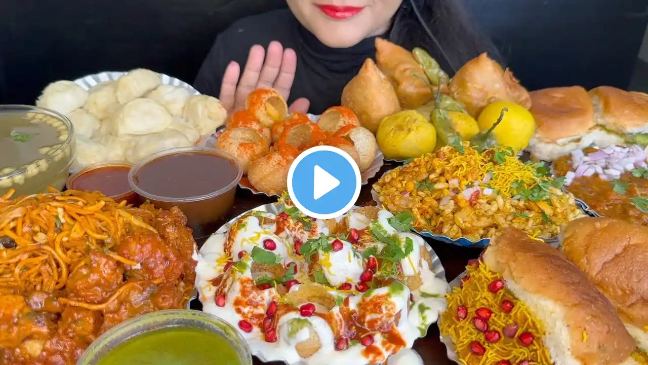 ASMR EATING PANIPURI,MOMO,DAHIPURI,
SAMOSA,NOODLES,PAVBHAJI,BHELPURI”INDIAN STREET FOOD"